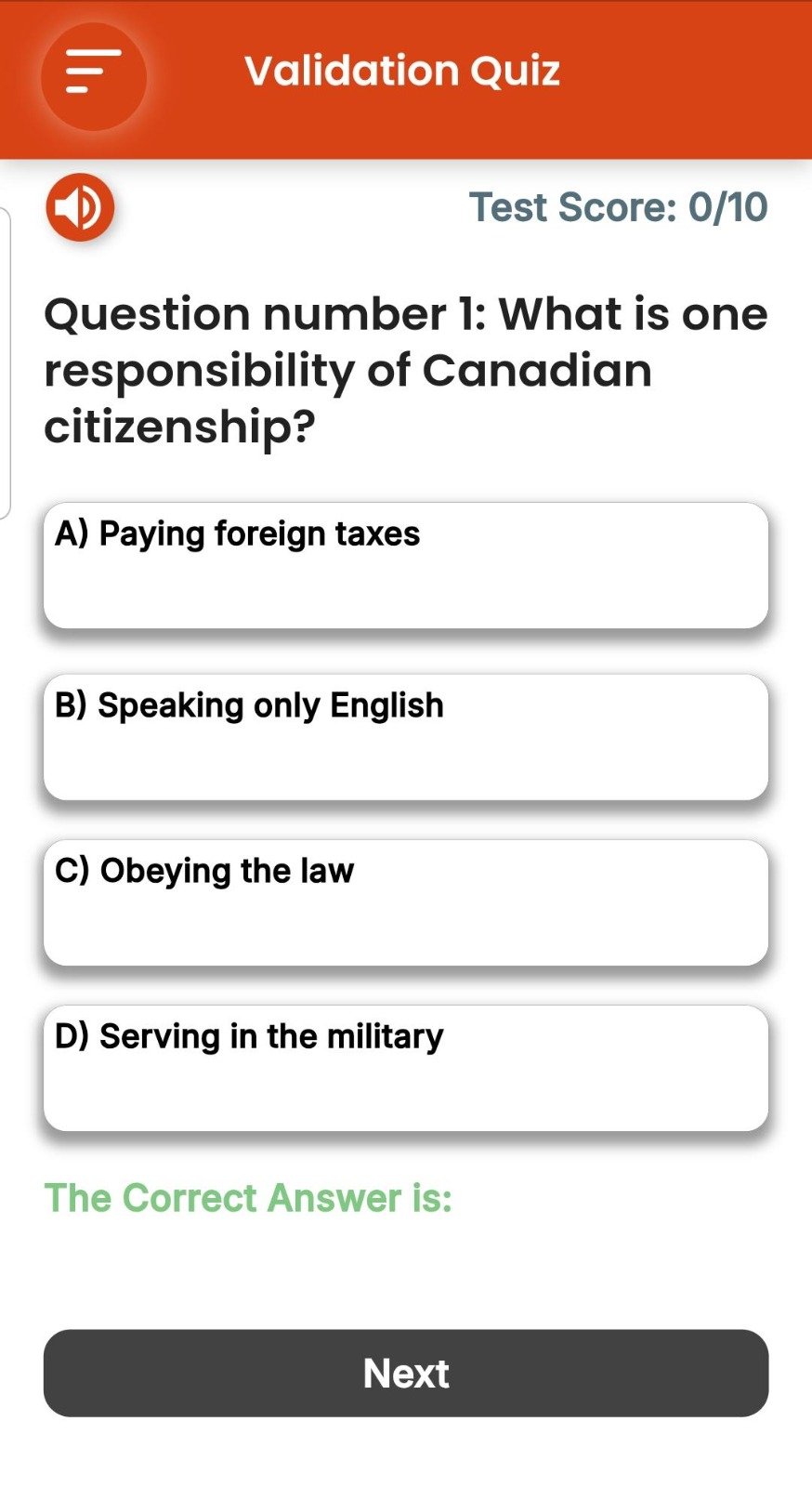 CanaPrep Validation Quiz